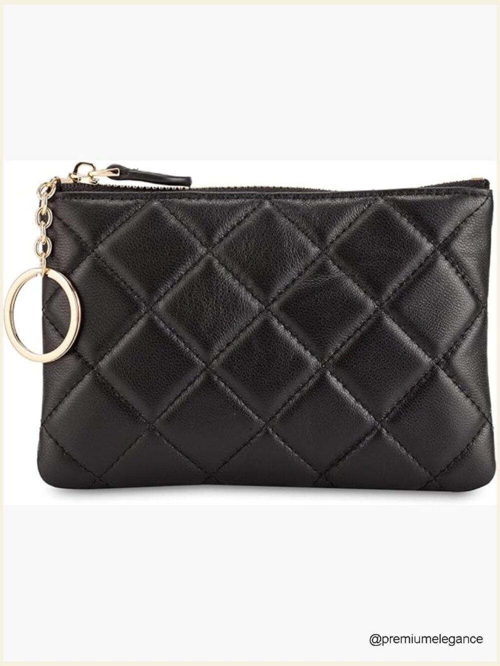 Soft Lambskin Leather Coin Purse RFID Blocking Top Zipper Wallet With Key Chain